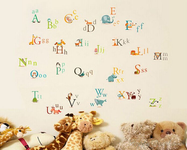 Alphabet Letters in Animals Vinyl Wall Decals Nursery Sticker